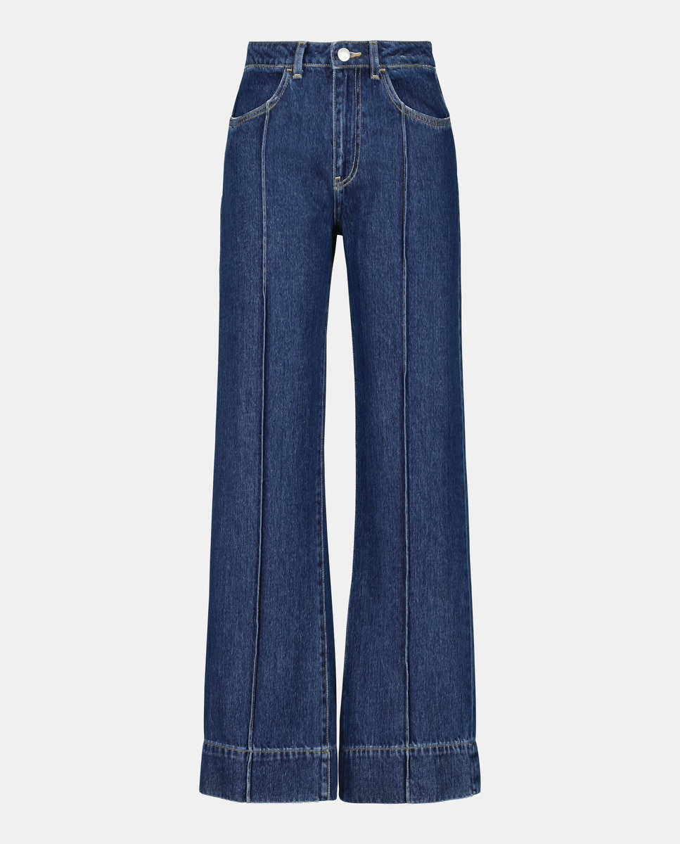 Jeans Largas com Costura Central Azul pálido-4