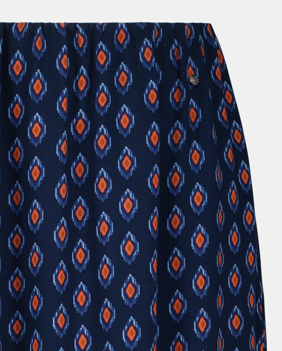 Saia Comprida com Estampado Azul-marinho-5