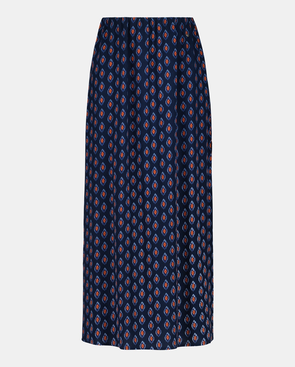 Saia Comprida com Estampado Azul-marinho-4