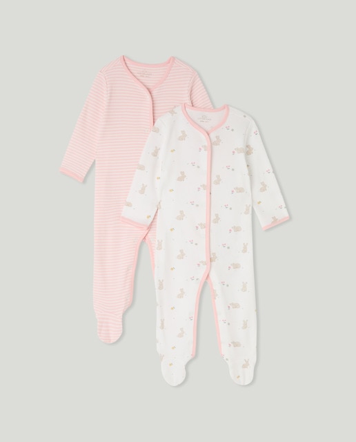 Imagen 0 de Pack de dos peleles de bebé niña de animales y rayas