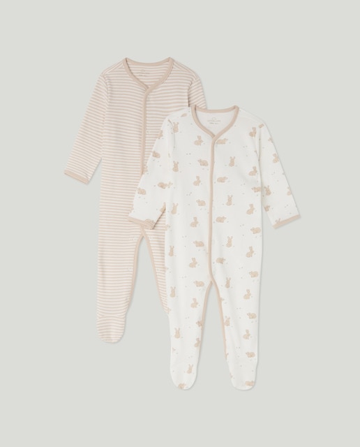 Imagen 0 de Pack de dos peleles largos de bebé niño de animales y rayas