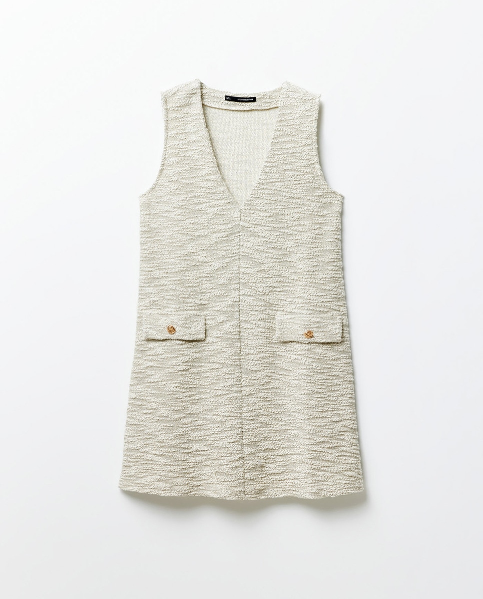 Vestido Tipo Jardineiras com Textura Cru-6