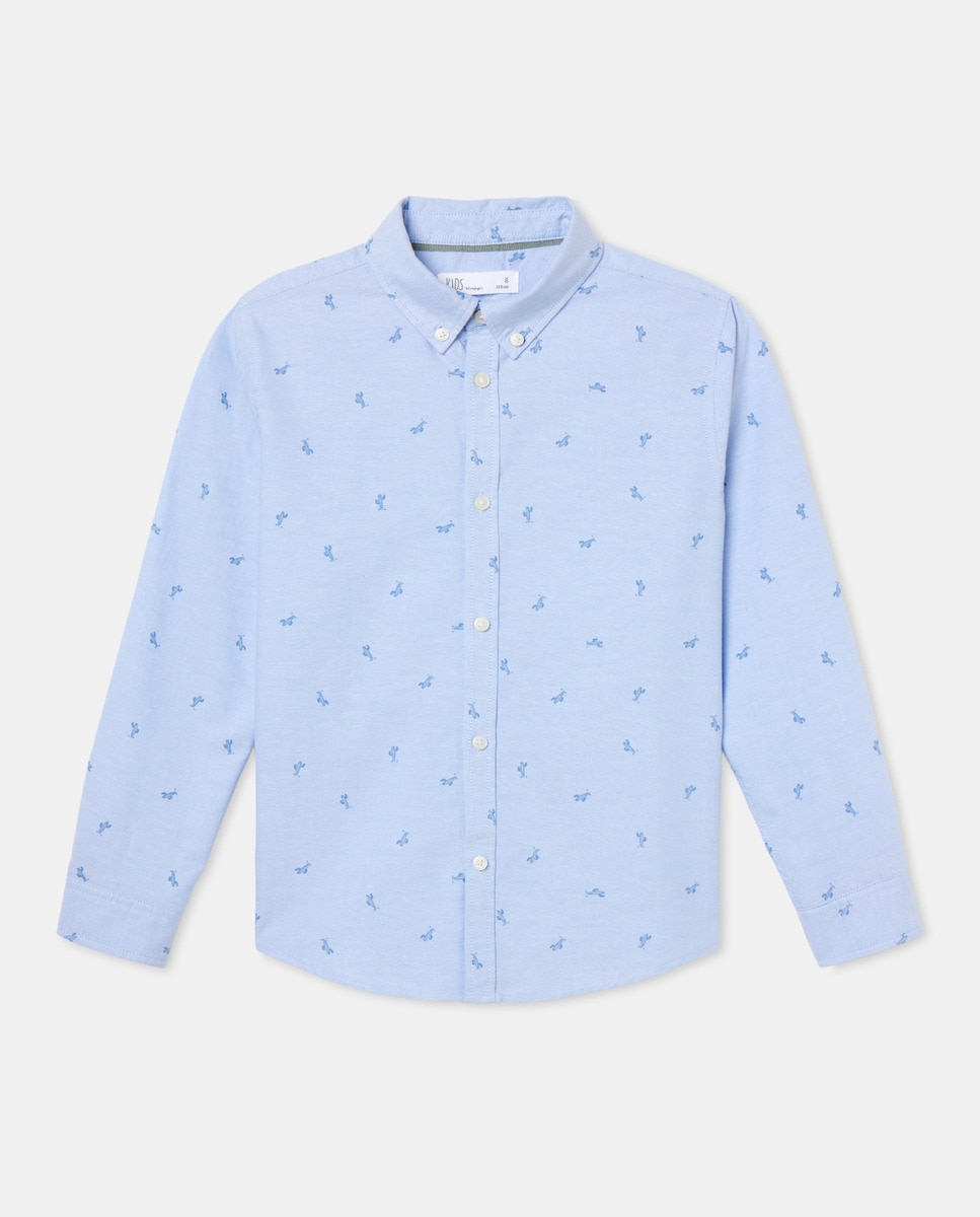Camisa de Manga Comprida Azul-4