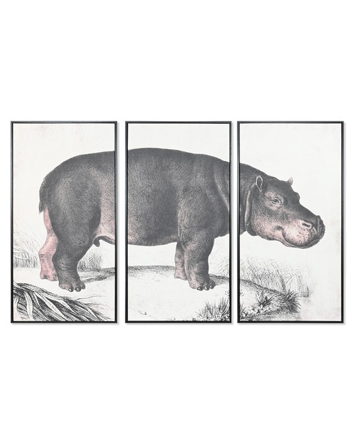 Imagen 0 de Cuadro set 3 ps lienzo 180x4x120 hipopótamo