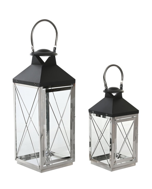 Imagen 0 de Farola set 2 acero cristal 18x18x43 cromado negro