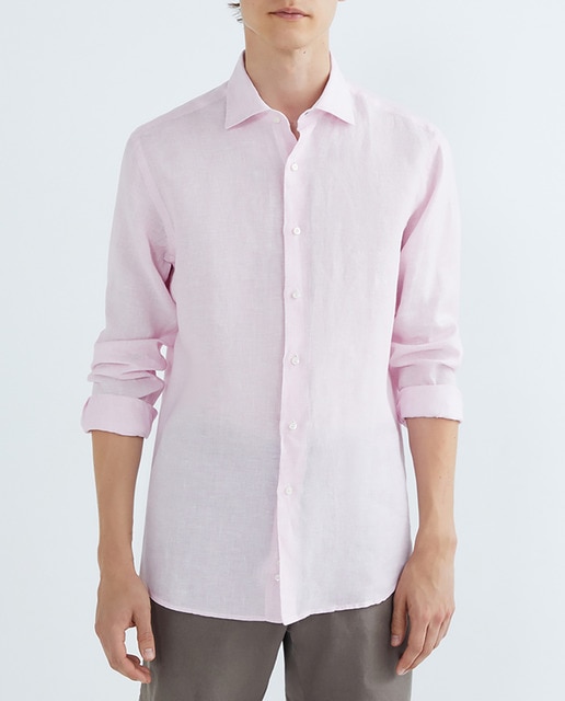 Imagen 0 de Camisa de hombre casual manga larga rayas de lino