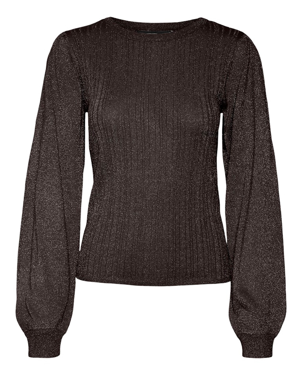 Camisola de Malha Fina com Manga Comprida Castanho-5
