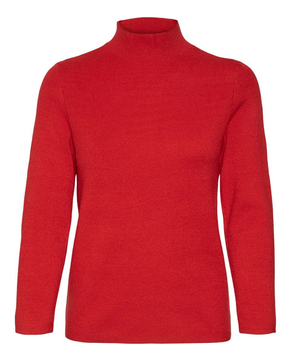 Camisola de Malha Soft com Meia Gola Vermelho-4