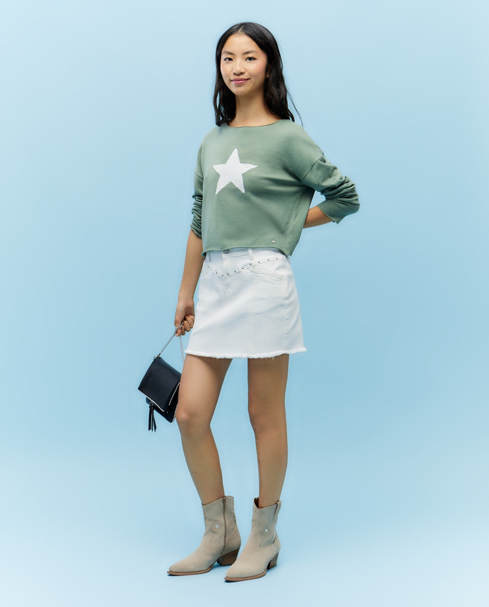 Camisola de malha com decote redondo e manga comprida Sabão-6