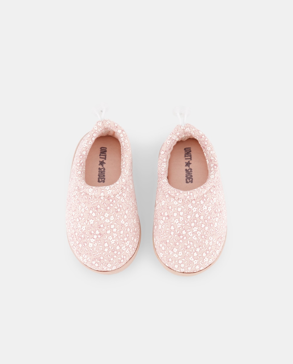 Zapatilla bebés con cierre ajustable estampada Rosa-4