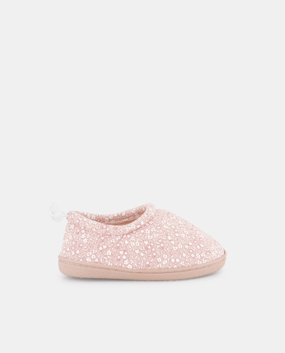 Zapatilla bebés con cierre ajustable estampada Rosa-1