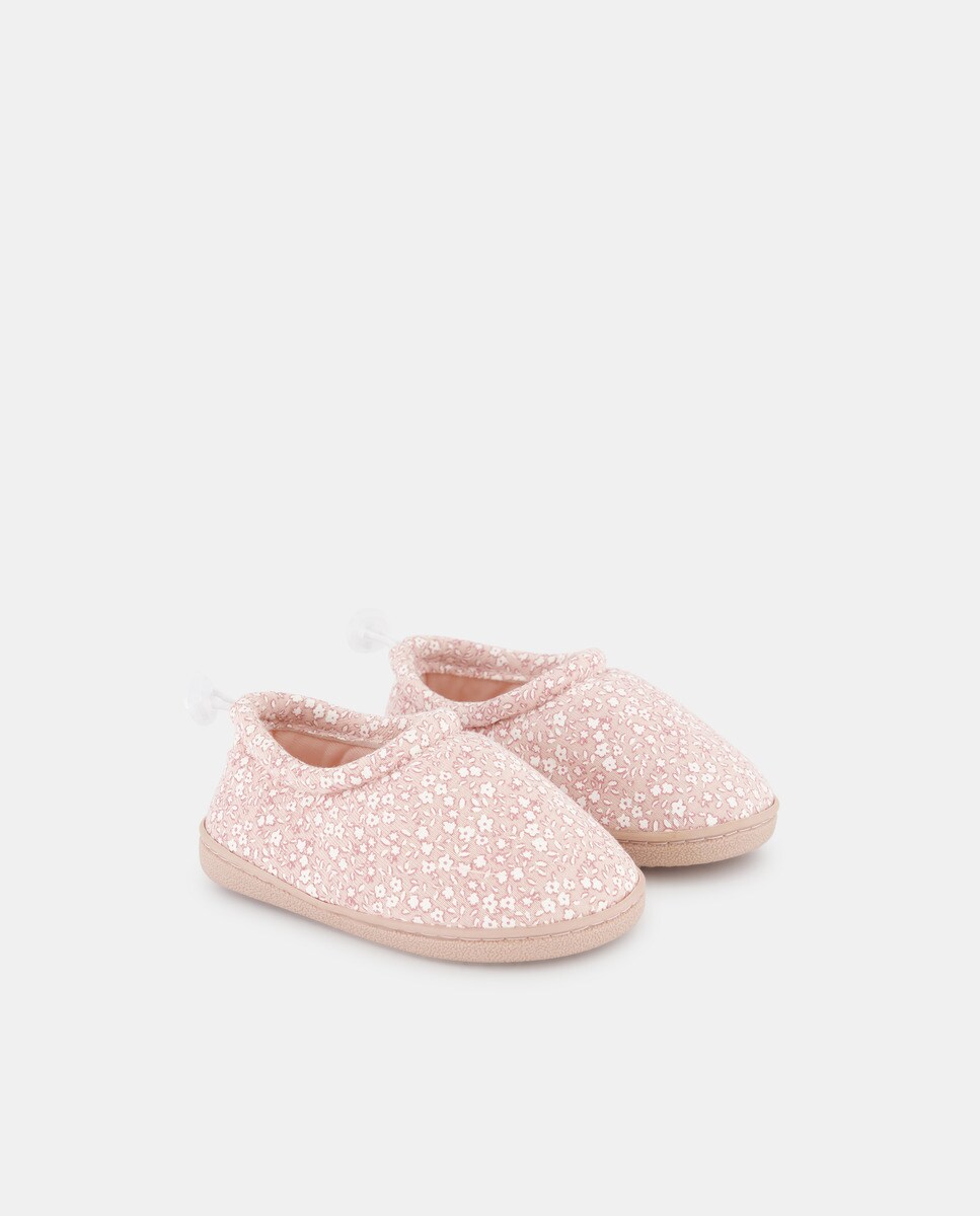 Zapatilla bebés con cierre ajustable estampada Rosa-2
