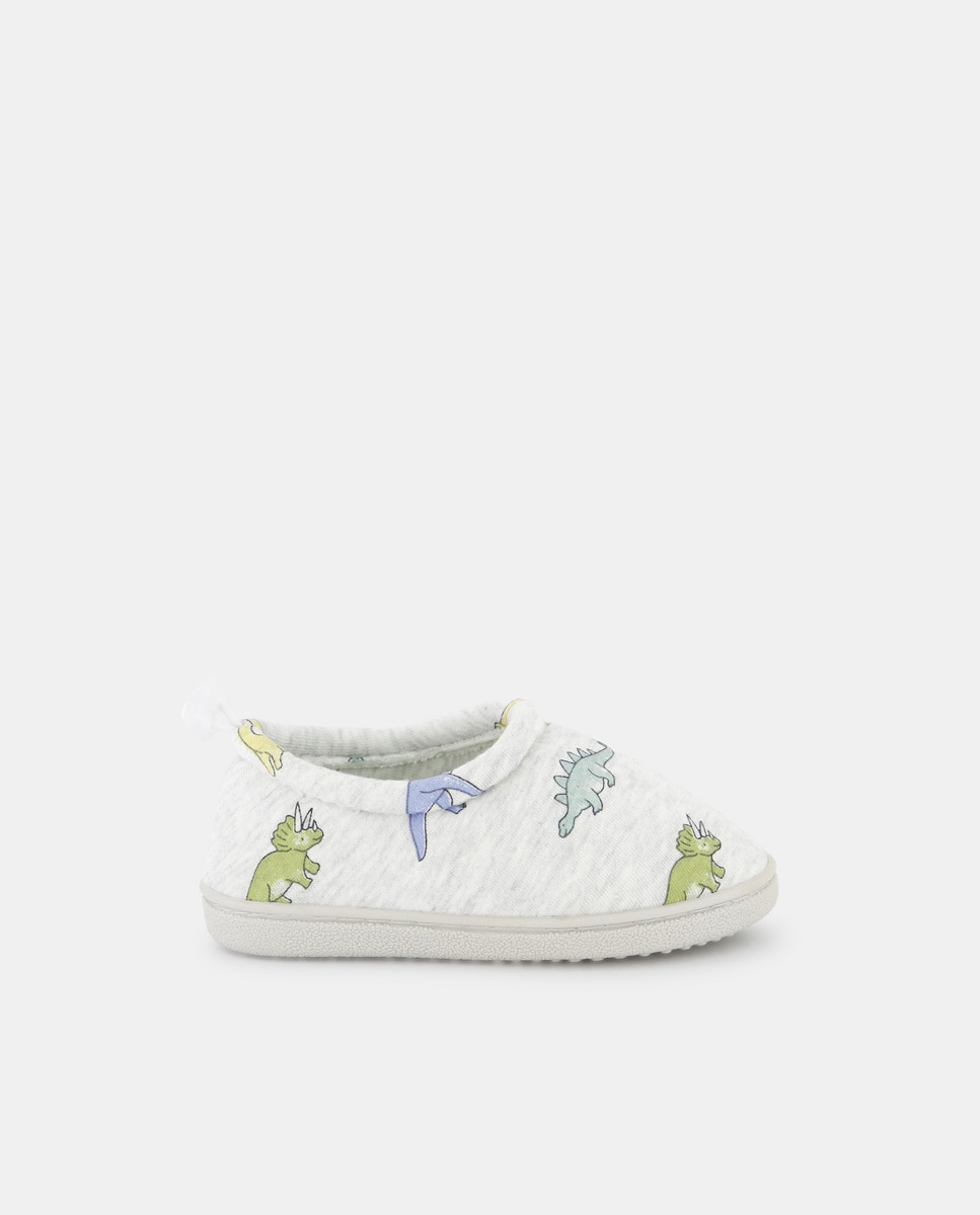 Zapatilla bebés con cierre ajustable estampada Gris-1