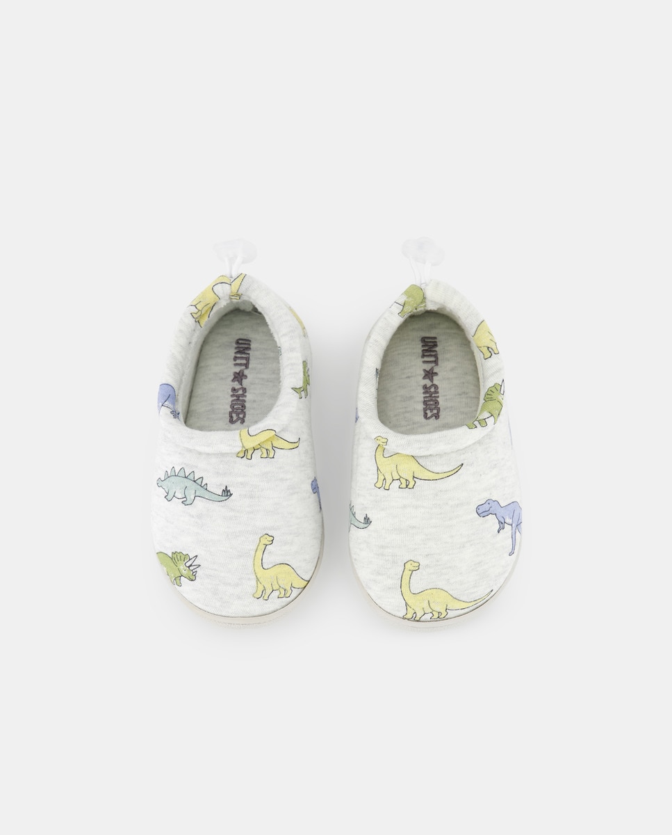Zapatilla bebés con cierre ajustable estampada Gris-4