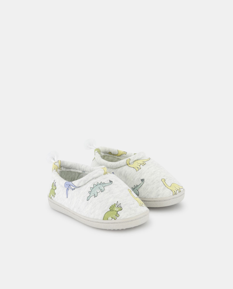 Zapatilla bebés con cierre ajustable estampada Gris-2