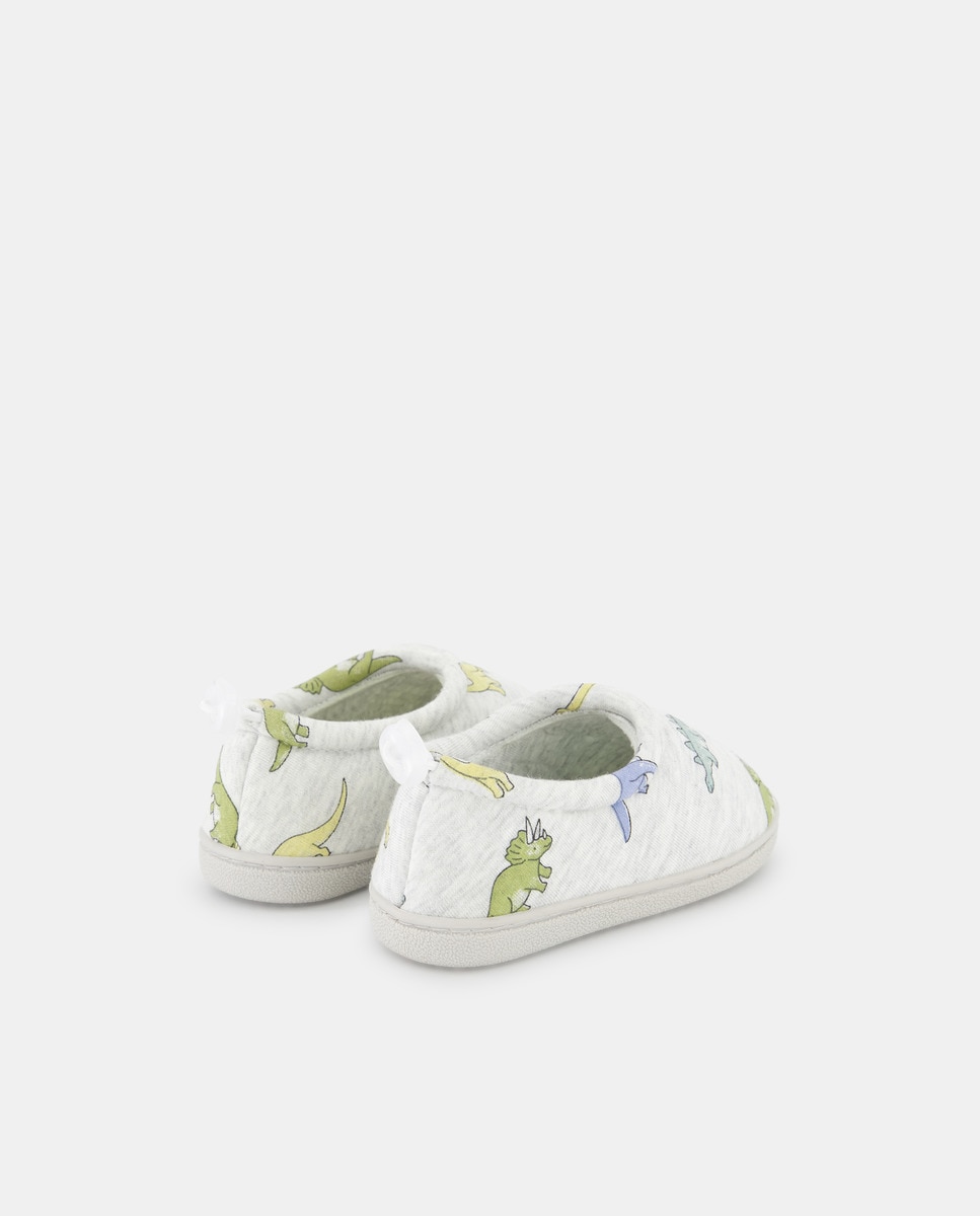 Zapatilla bebés con cierre ajustable estampada Gris-3