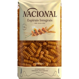 Massa Espirais Integrais embalagem 500 g - Nacional