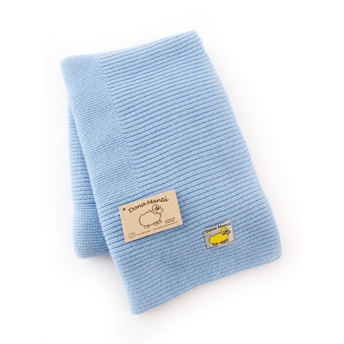 Manta Lambswool - Acabamento Canelado Azul-1