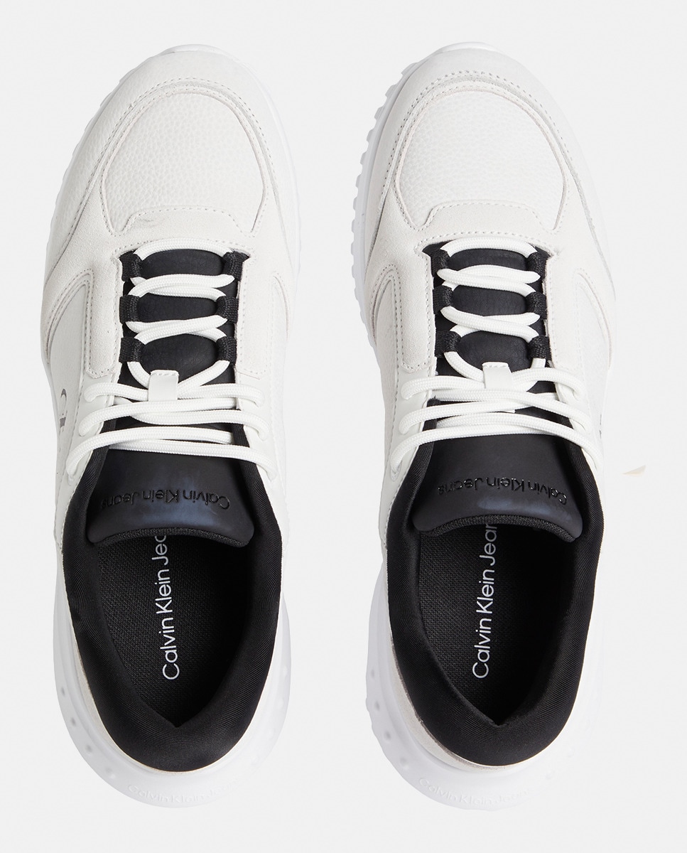 Sapatilhas Estilo Runner em Pele Branco-8
