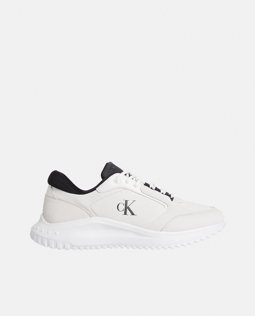 Sapatilhas Estilo Runner em Pele Branco-6