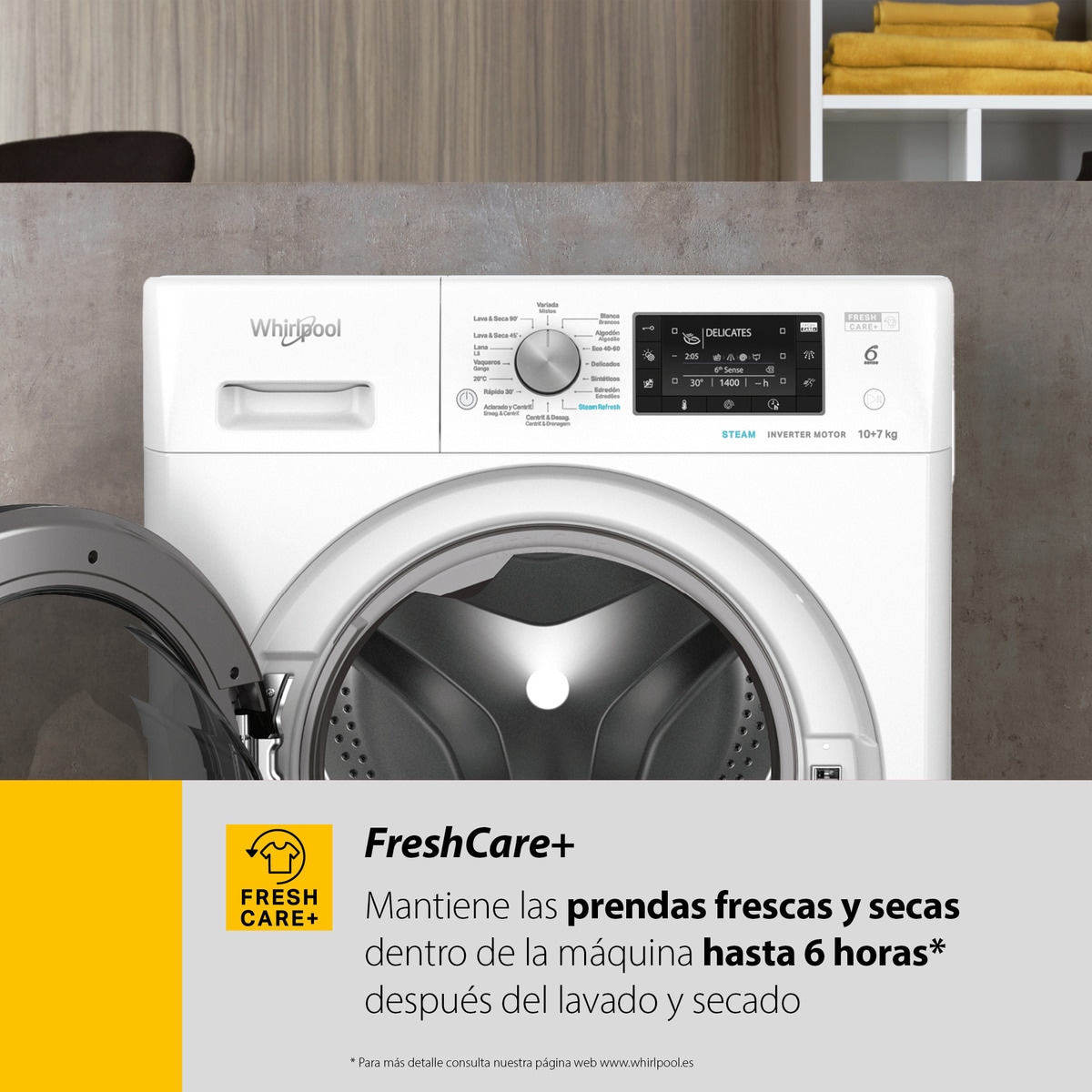 Lavadora secadora Whirlpool 9 kg / 1.400 rpm - FFWDB 964369SBV Plata-14