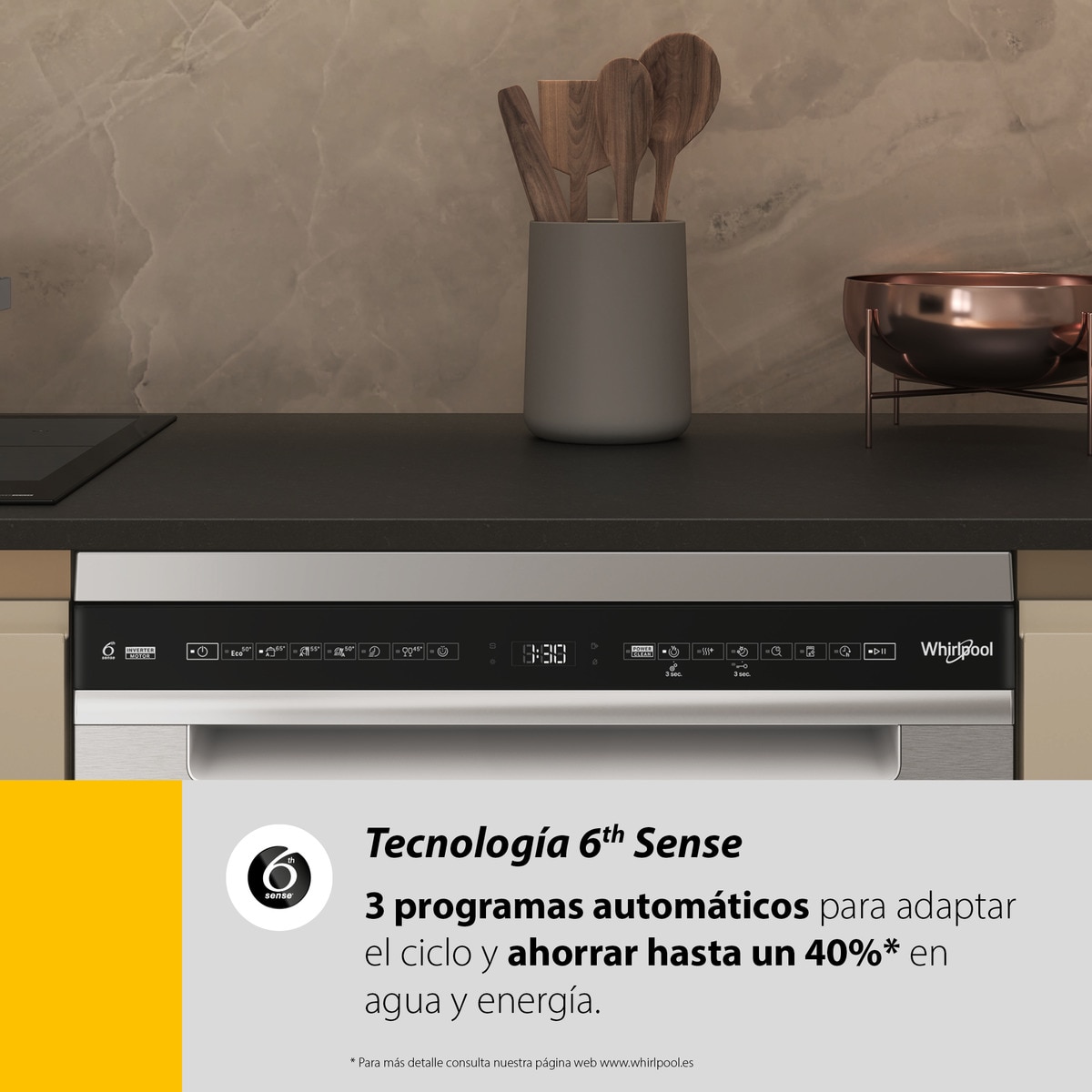 Máquina de Lavar Loiça Whirlpool W7F HP43 X de 15 Conjuntos, 3ª Bandeja e de 60 cm - Inox Inox-16