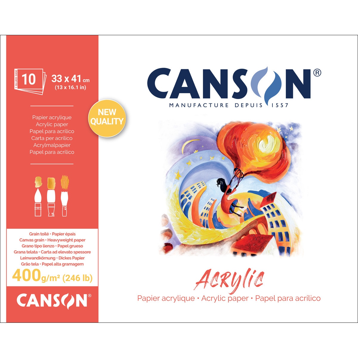 Bloco de autocolantes 33x41 cm 10 folhas 400g Acrílico Canson Branco-1