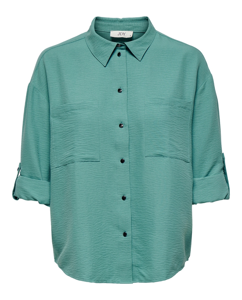 Camisa de mulher com manga comprida Azul-claro-5