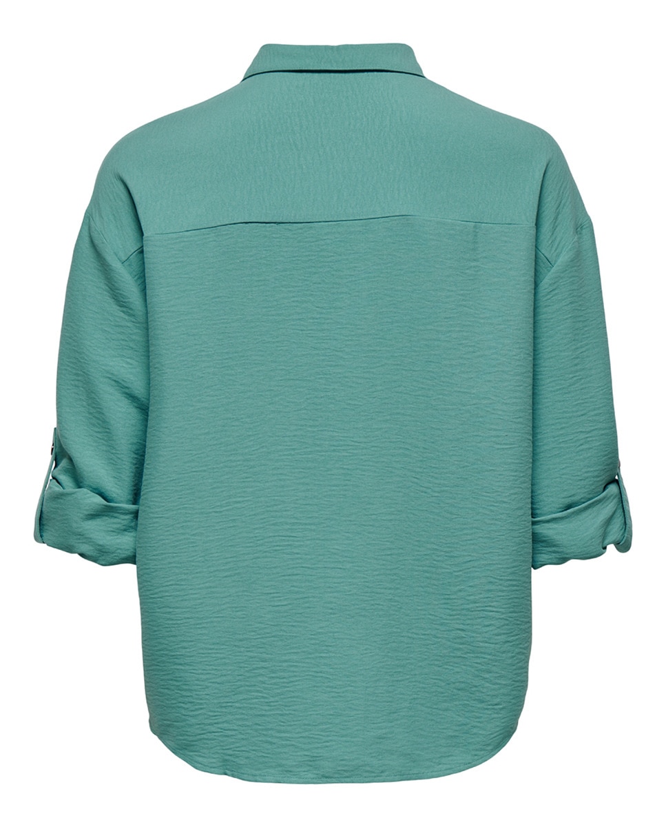 Camisa de mulher com manga comprida Azul-claro-6