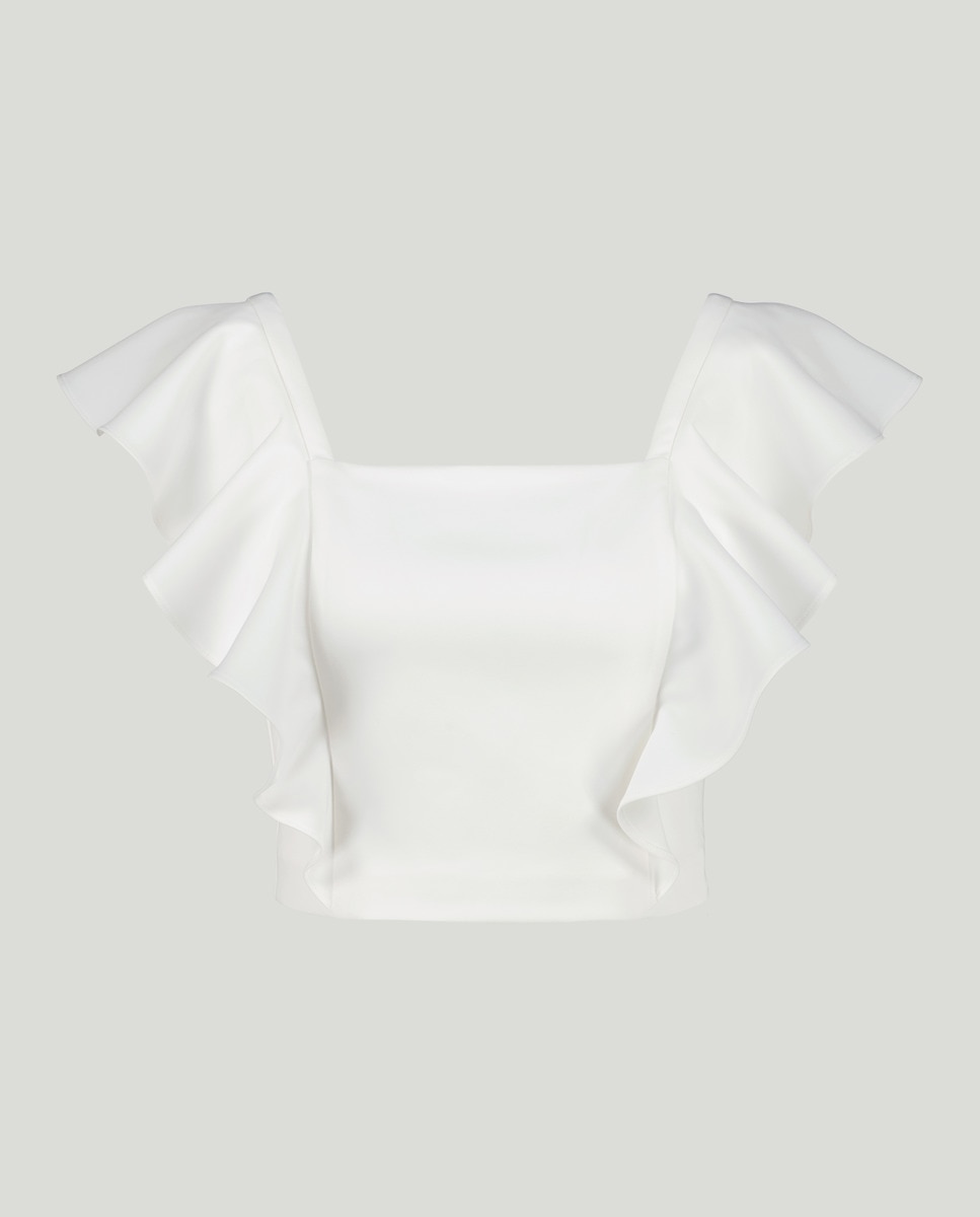 Top com Folho e Decote Quadrado Branco-marfim-4