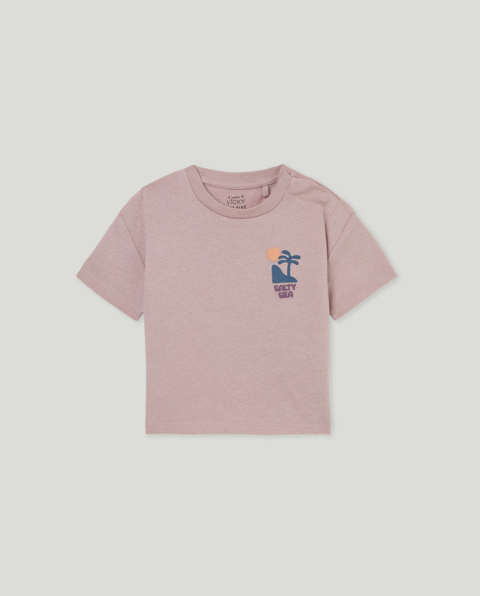 Camiseta de bebé manga corta solidaria Lila-1