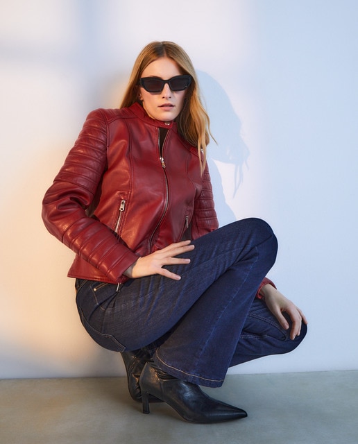 Imagen 0 de Cazadora biker de mujer de piel