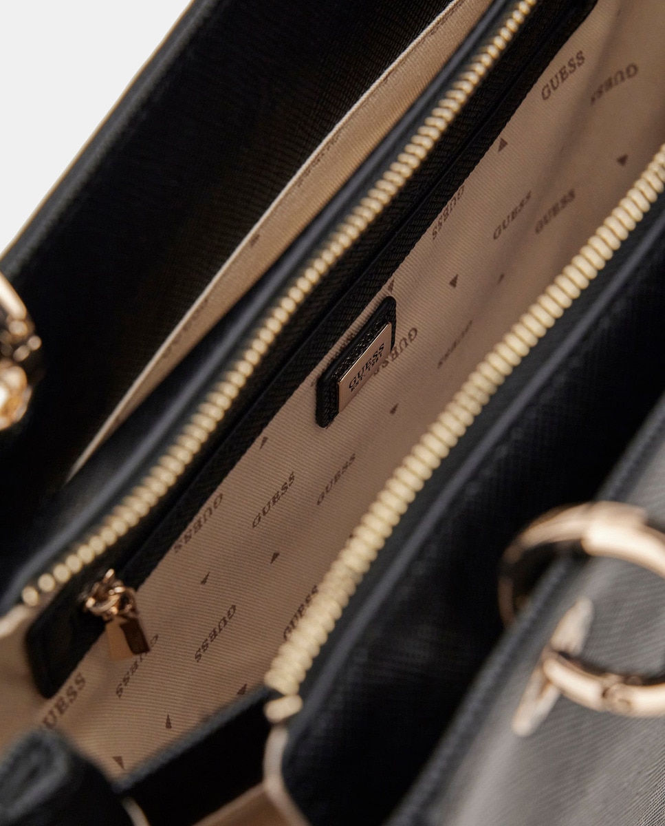 Mala Tipo Tote Noelle com Logótipo Metálico - Preto Preto-3