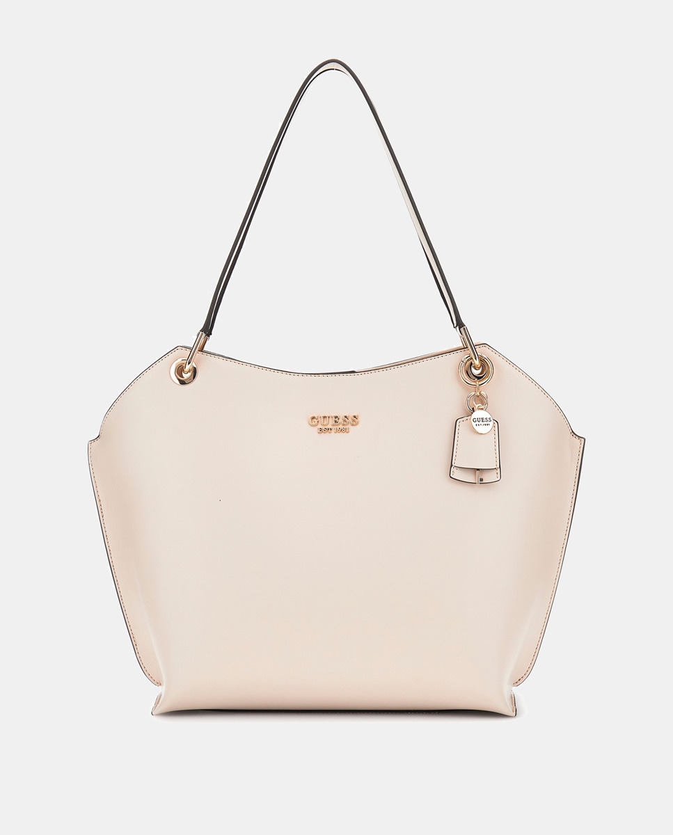 Mala Tipo Tote com Fecho de Correr Bege-1