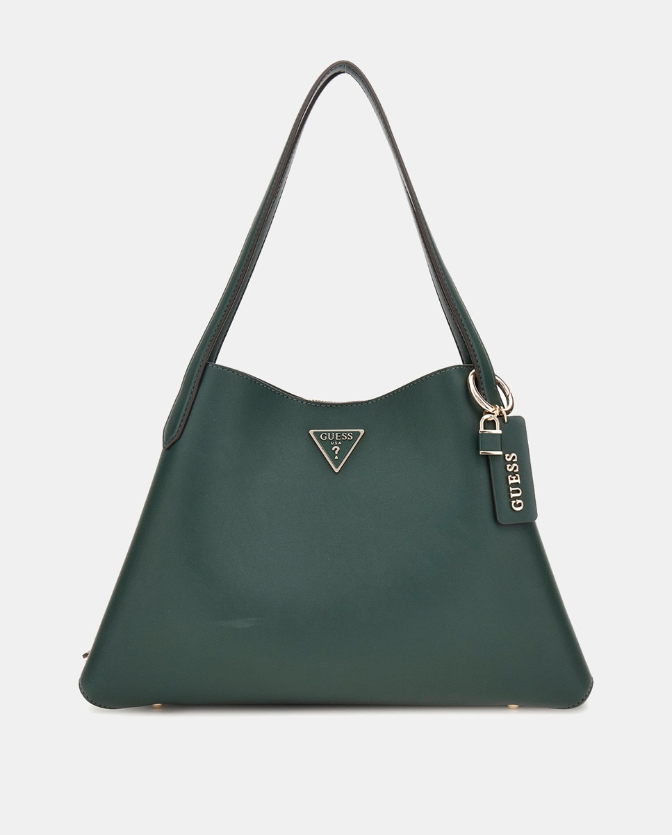 Mala Tipo Tote com Alça Curta e Fecho de Correr Verde-1