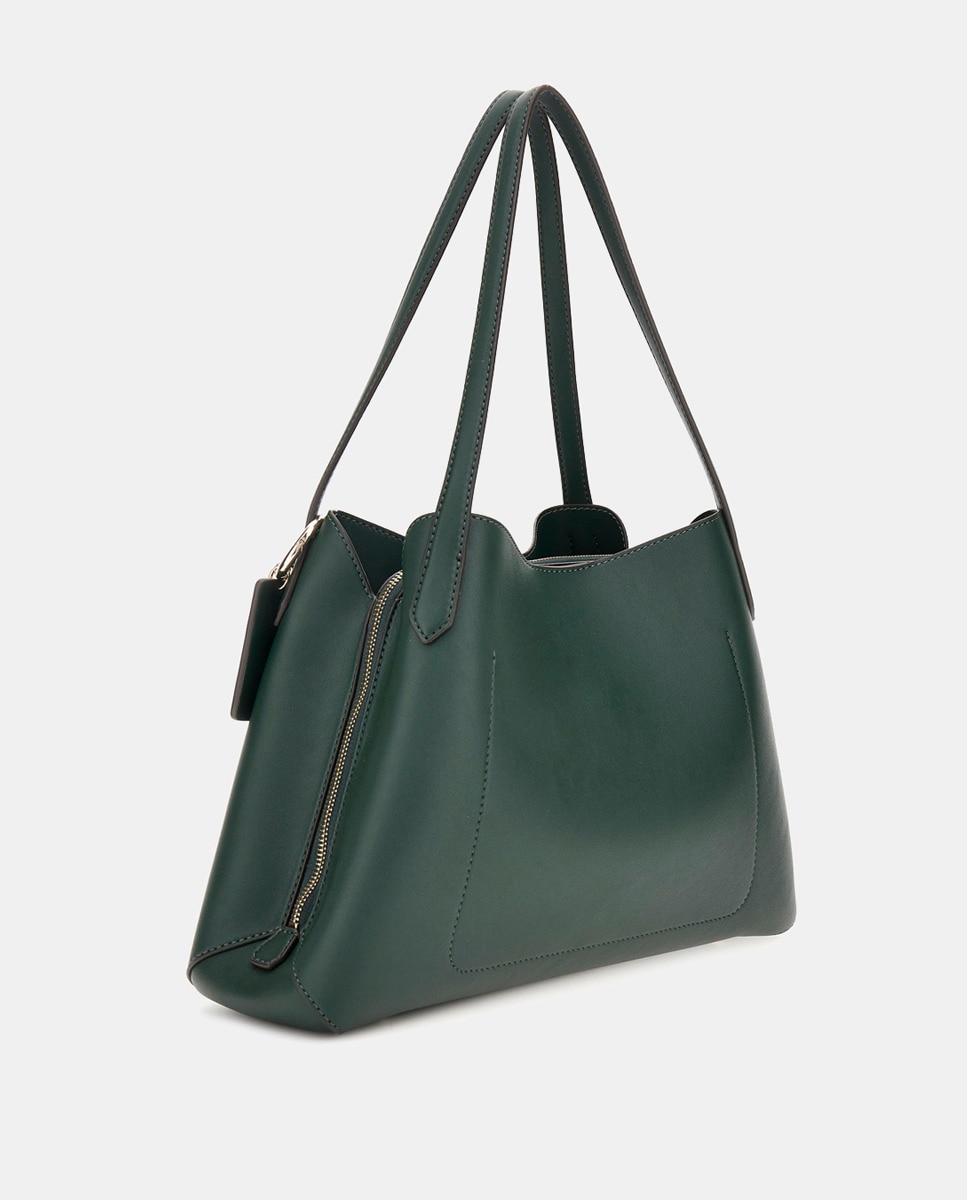 Mala Tipo Tote com Alça Curta e Fecho de Correr Verde-2