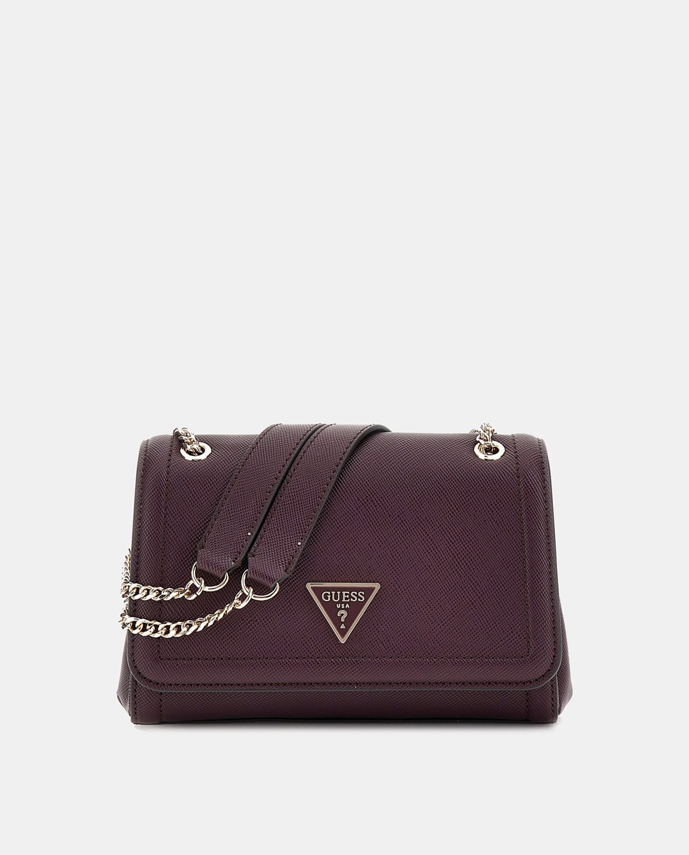Mala de Acabamento Saffiano com Alça de Corrente Dupla Roxo-1