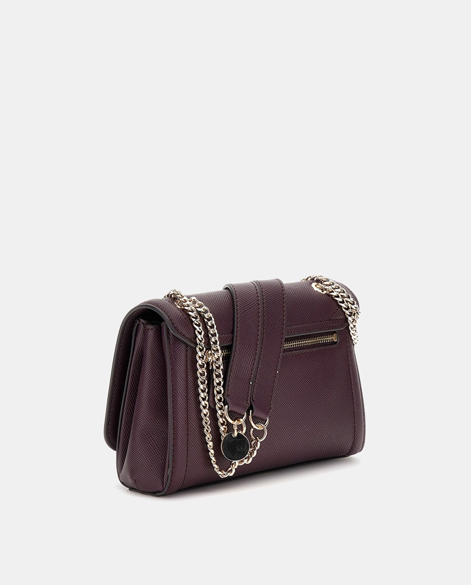 Mala de Acabamento Saffiano com Alça de Corrente Dupla Roxo-2