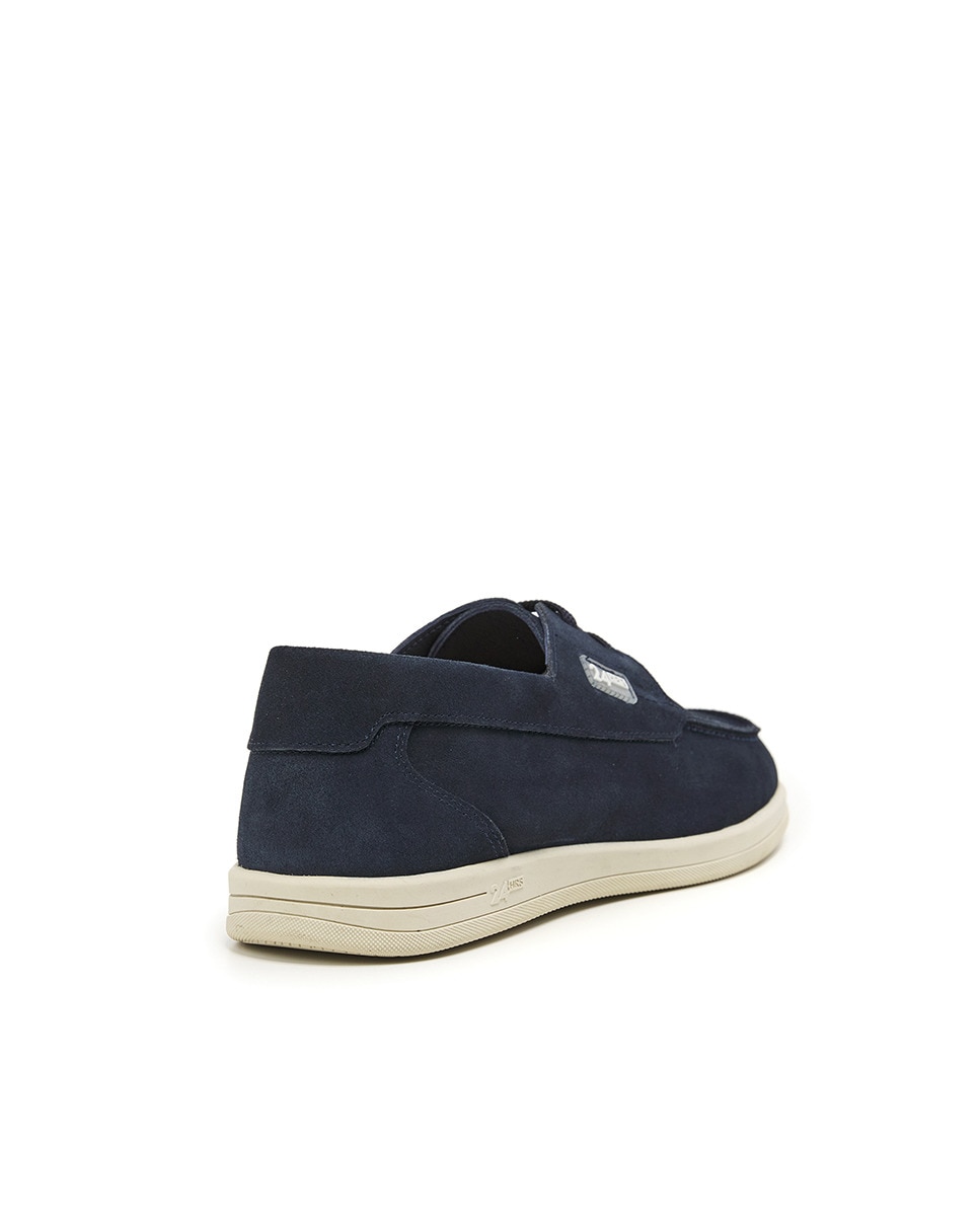 Sapatos Tipo Náuticos em Croute - Taupe Azul-marinho-8