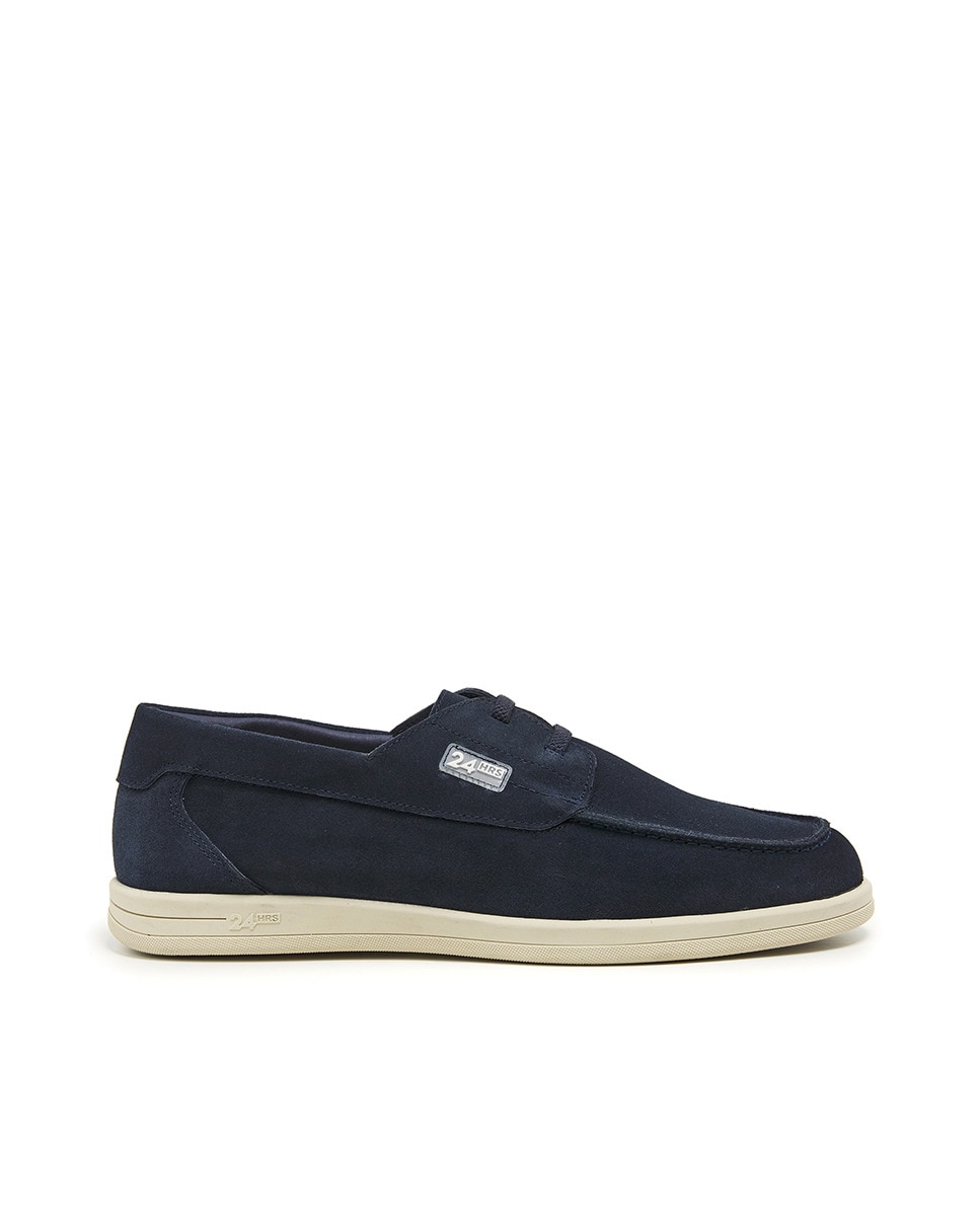 Sapatos Tipo Náuticos em Croute - Taupe Azul-marinho-5