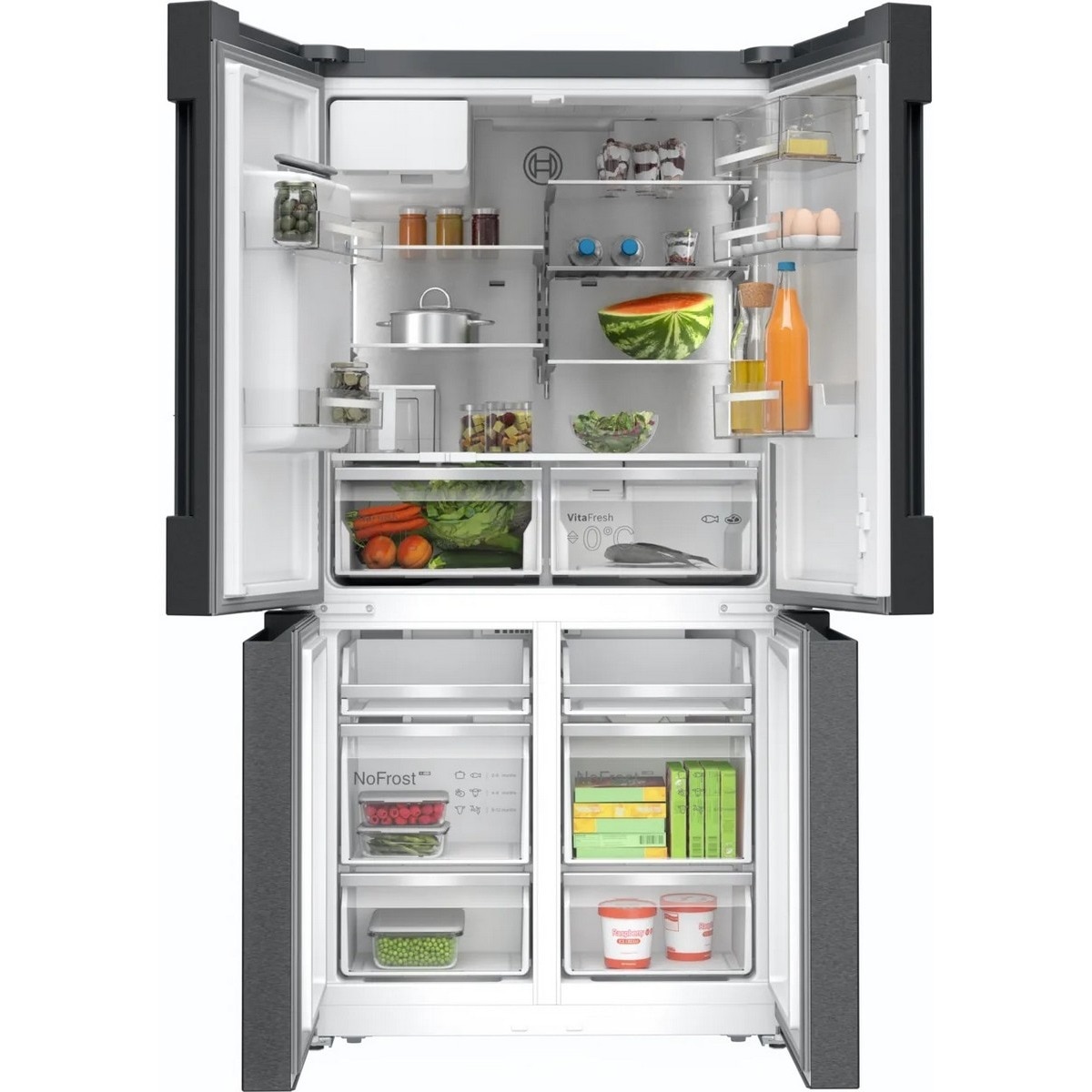 Frigorífico Americano Bosch Serie 6 KFI96AXEA No Frost, VitaFresh XXL e de 183 cm - Aço Preto Escovado Antidedadas Aço preto-2