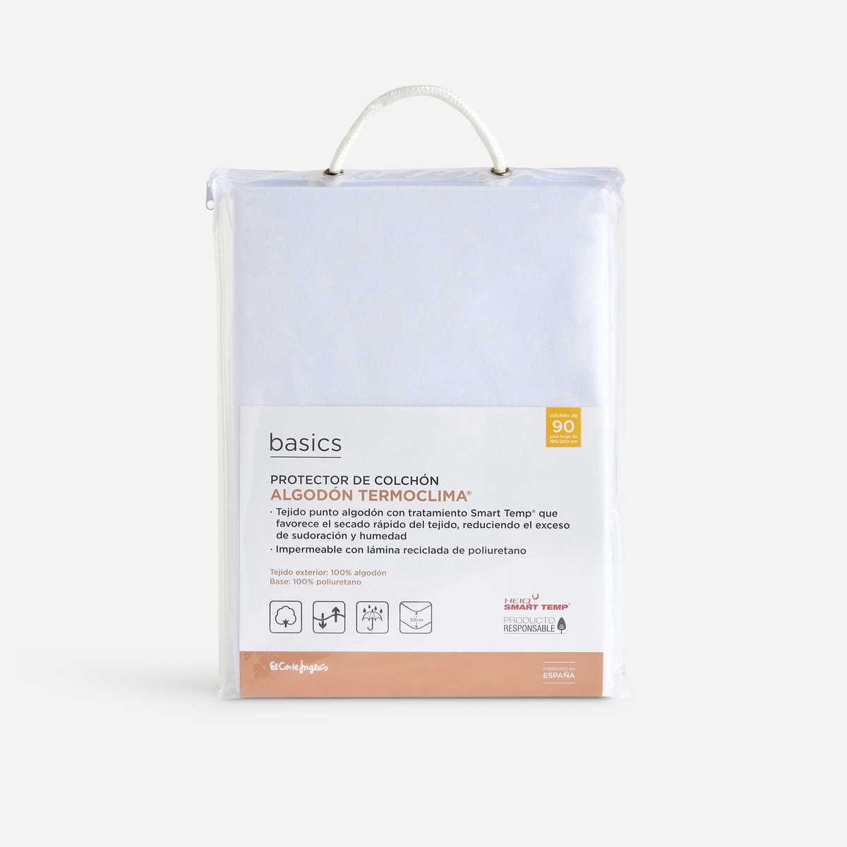 Protector de colchón Termo Clima Basics El Corte Inglés Blanco-3