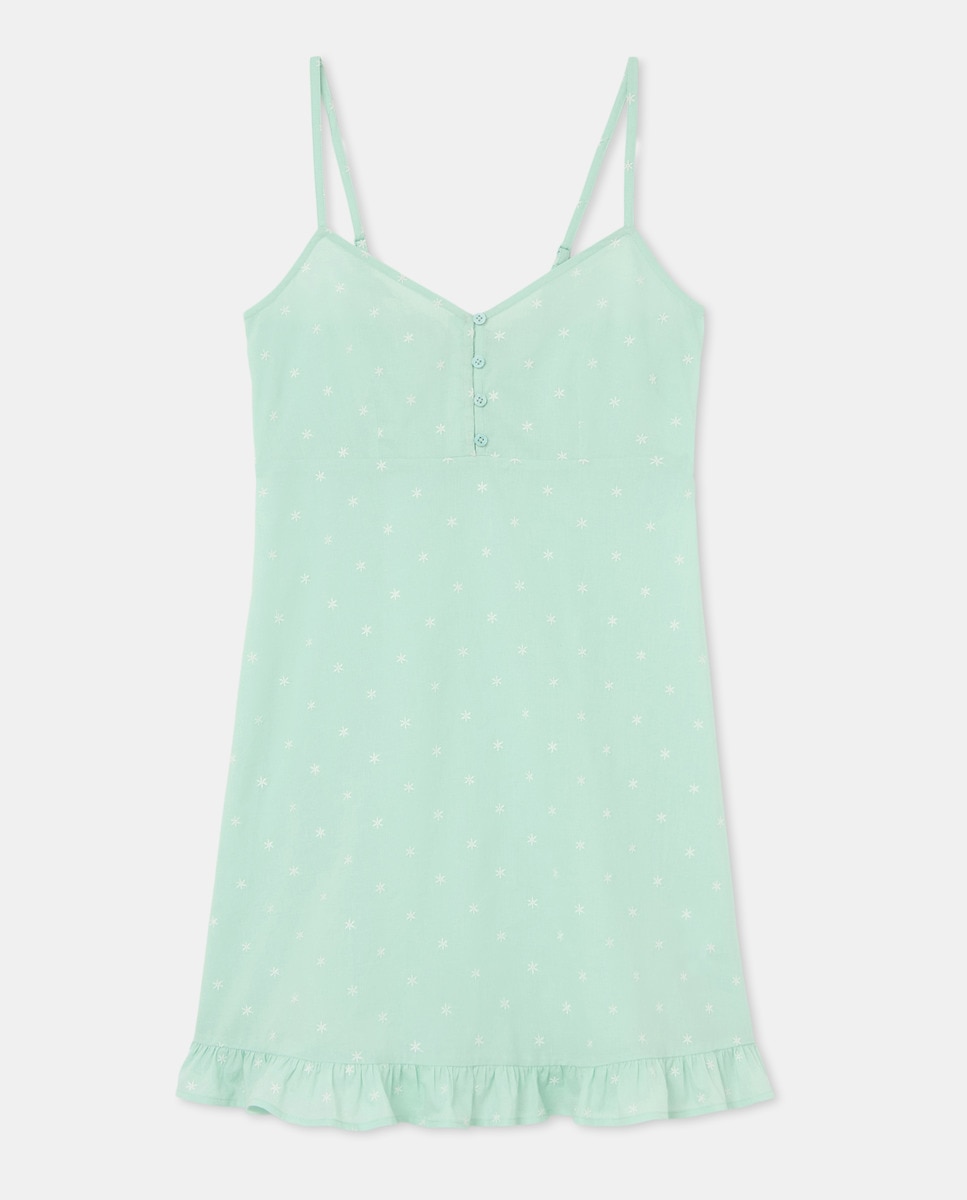 Camisa de Dormir de Alças com Plumetti 510 Verde Claro-3