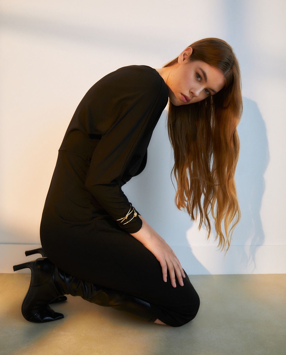 Vestido com Animal Print Preto-1