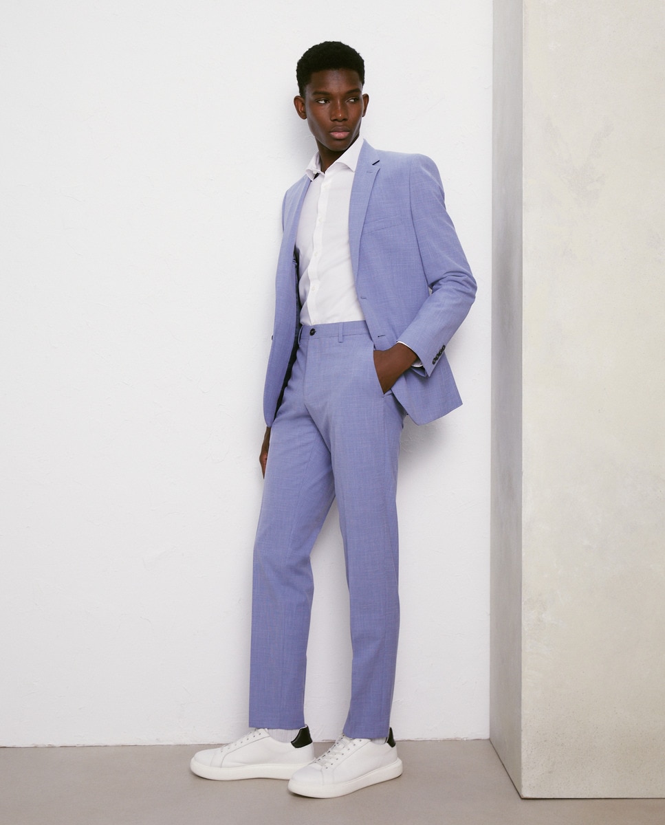 Azul Color De Camisa Para Pantalon Gris Claro Pantalón De Traje