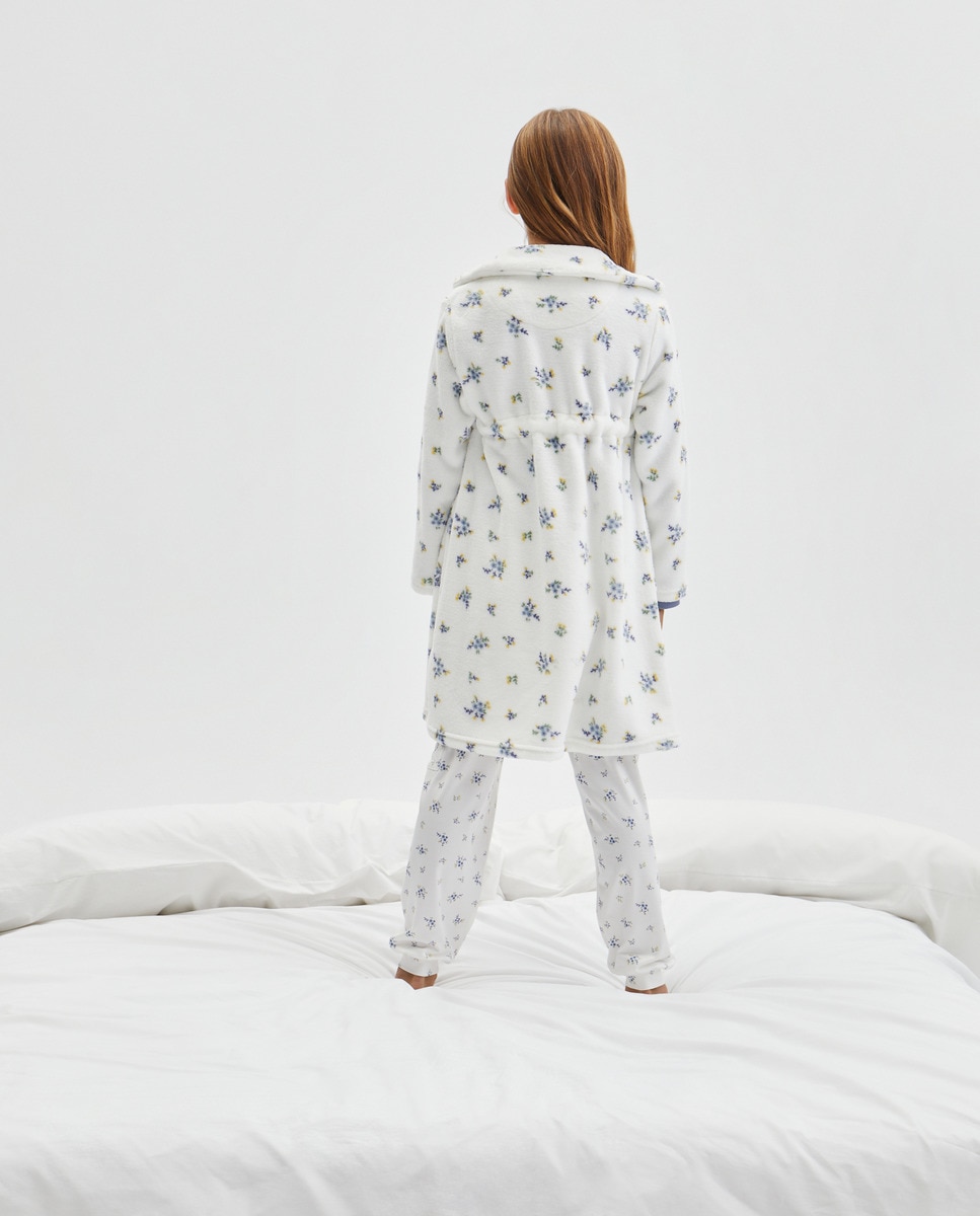 Robe Abotoado com Estampado Floral Branco-2