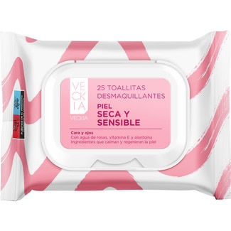 toallitas desmaquillantes piel seca y sensible para cara y ojos paquete 25 unidades - Veckia