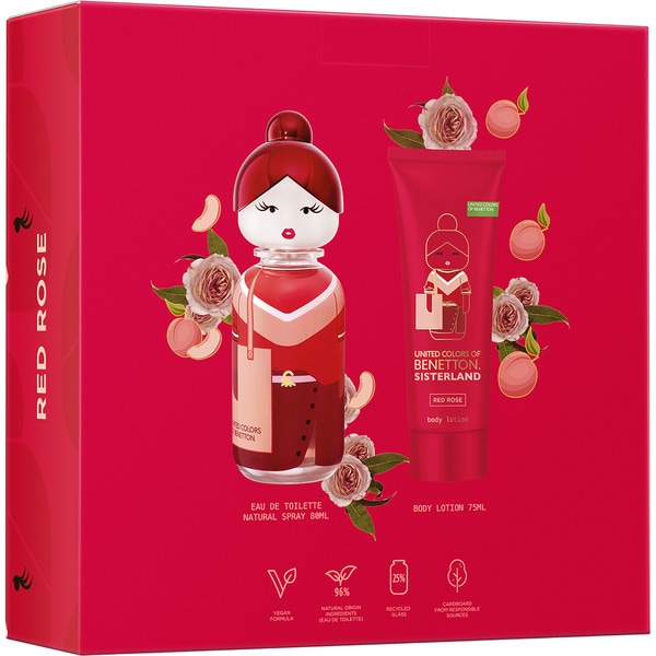 Sisterland Red Rose estuche con eau de toilette femenina natural spray 80 ml + loción corporal frasco 75 ml