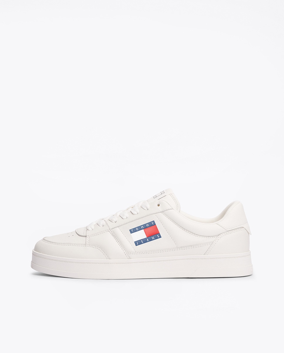 Sapatilhas Tipo Basquetebol com Bandeira Lateral Branco Osso-14