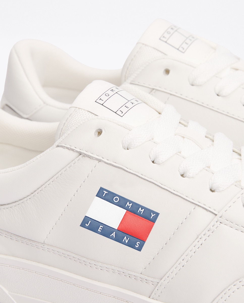 Sapatilhas Tipo Basquetebol com Bandeira Lateral Branco Osso-13